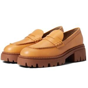 FREE PEOPLE Lyra Leather Lug Sole Platform Penny Loafer Camel Caramel 37/6.5